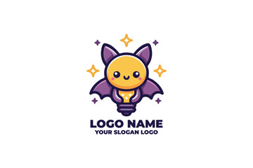 chibi bat with glowing lightbulb Logo