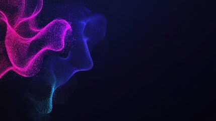 Glowing particle streams in shades of pink and blue on black