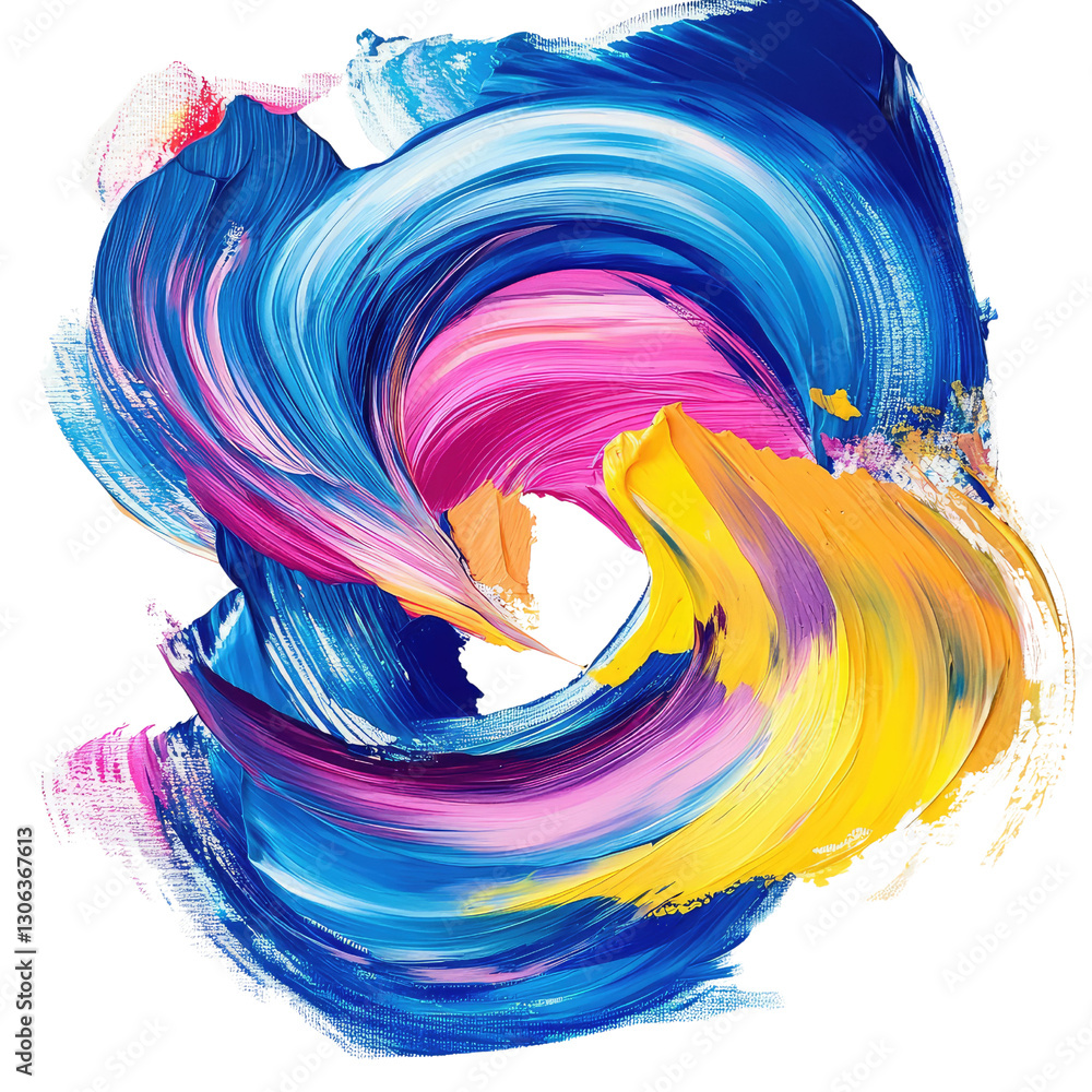 Poster vibrant abstract swirl of colorful paint with dynamic brush strokes creating a beautiful artistic co