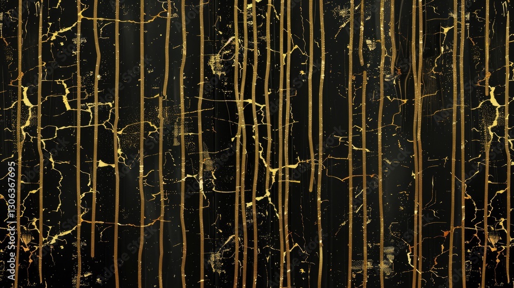 Poster discover an abstract glitchy pattern featuring broken lines and a striking black and gold texture, i