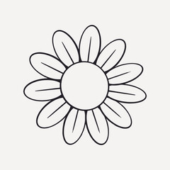 Cartoon flower retro line illustration, collage element vector