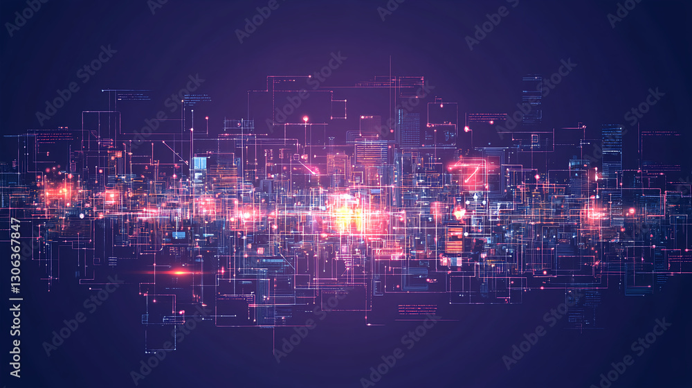 Poster dynamic technology visualization digital space abstract art futuristic environment wide angle data c