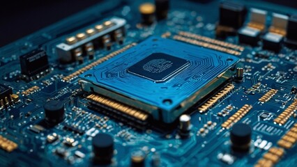 Blue Cloud Icon on Circuit Board: A Tech-Inspired Design