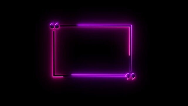 neon rectangle box with quotation marks animation. Rectangle doodle frames with quote.