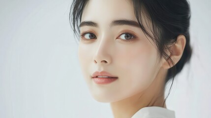 Young asian woman is getting filler her face,getting her lip filler by Plastic surgeon,Woman face being checked doctor hands to cosmetic surgery,rhinoplasty surgery in clinic.