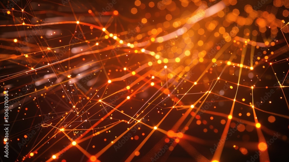 Poster a mesmerizing abstract image showcasing a network of glowing lines and dots, representing connectivi