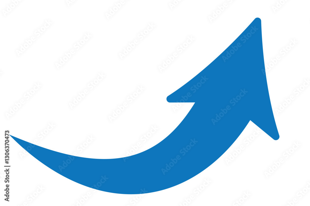Poster long blue curve arrow icon vector . blue curve arrow icon set. long arrow icon set. curve arrow vect