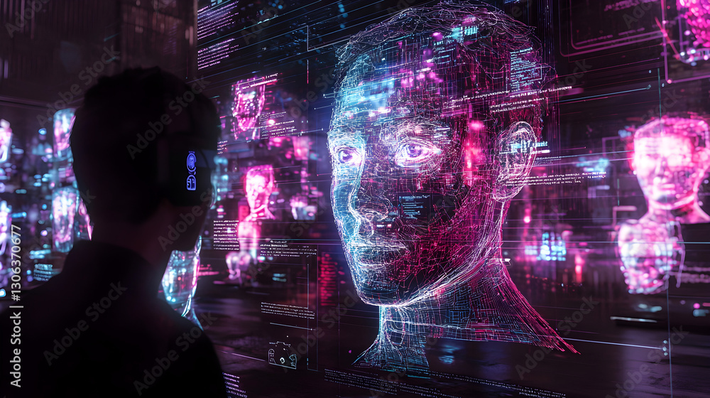 Poster exploring digital identity futuristic technology display virtual space interactive installation imme