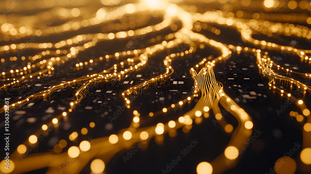 Poster illuminated data flow visualization digital environment graphic design abstract concept close-up vie