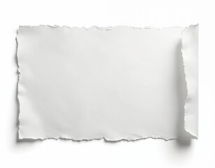 Obraz premium Isolated white ripped piece of paper on transparent background. PNG file with torn edges, ragged frame, blank space for message, note or abstract design on sheet. Can be used as label or card mock-up.