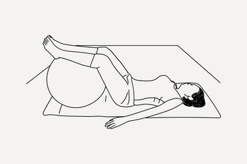 Pilates woman, wellness line art illustration vector