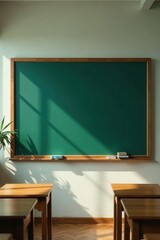 Blank slate, empty blackboard in a classroom Ready for lessons , teaching, surface