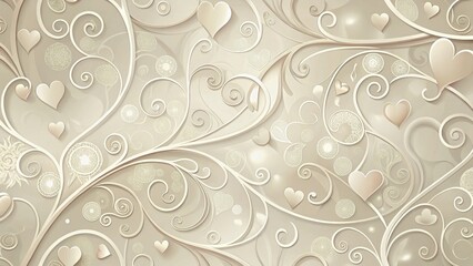 Elegant Cream Swirls and Hearts Design A Romantic Background for Invitations and Decor