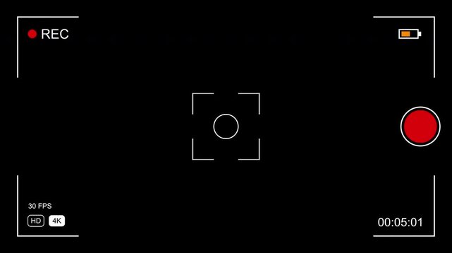 Camera and mobile phone recording screen overlay on transparent background. 4K Video