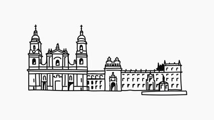 Plaza De Bolivar Columbia hand drawn illustration vector