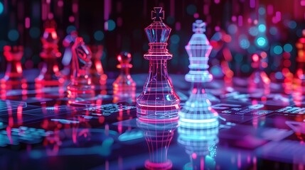 Visionary Chess King A Futuristic Depiction of Digital Leadership and Technological Prowess
