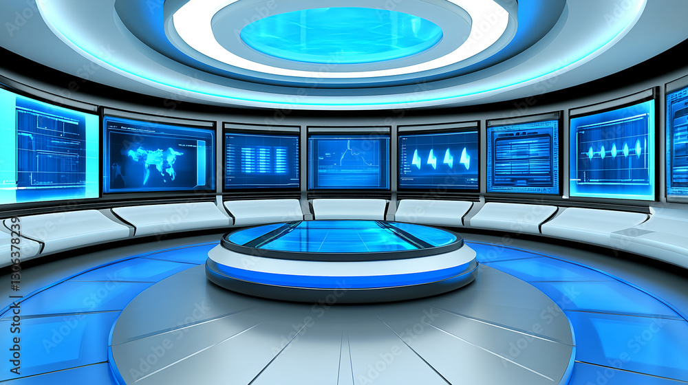 Poster innovative data visualization presentation modern office digital environment interactive space futur