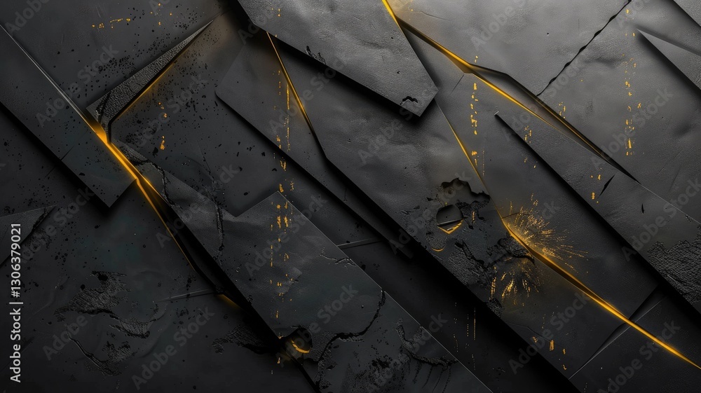 Poster abstract black and gold texture diagonal lines with paint splatter. digital art for design and print