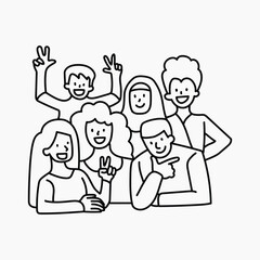 Diverse team of people doodle collage element vector