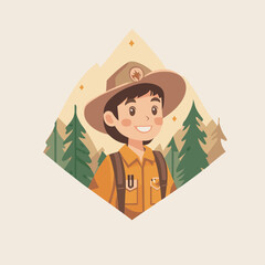 Set of girls and boys in scout costumes
