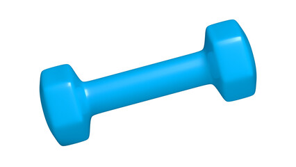 Blue dumbbell. Isolated. 3d illustration.