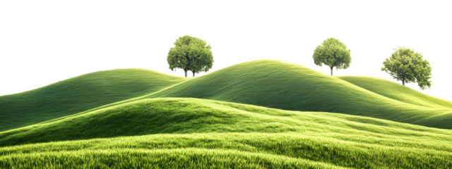 Serene Green Hillscape with Isolated Trees