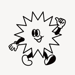 Starburst shape cartoon, creative character illustration vector