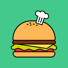 Hamburger, food line art collage element vector