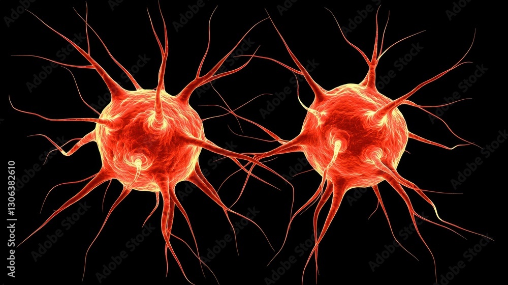 Poster abstract representation of neurons with long dendrites and axons
