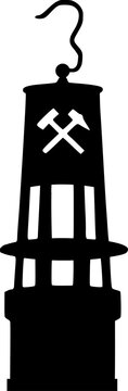 Vektor Silhouette - Leuchte - Grubenlampe Bergbau - Gl&uuml;ck auf - Licht im Bergwerk - Bergarbeiter im Ruhrpott - Bergwerk Tradition und Symbol im Ruhrgebiet