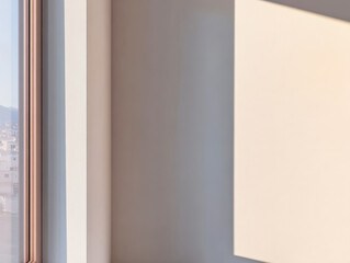 Natural light creates beautiful shadows on a modern interior wall in a stylish room