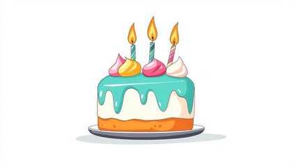 Birthday Cake Cartoon Illustration