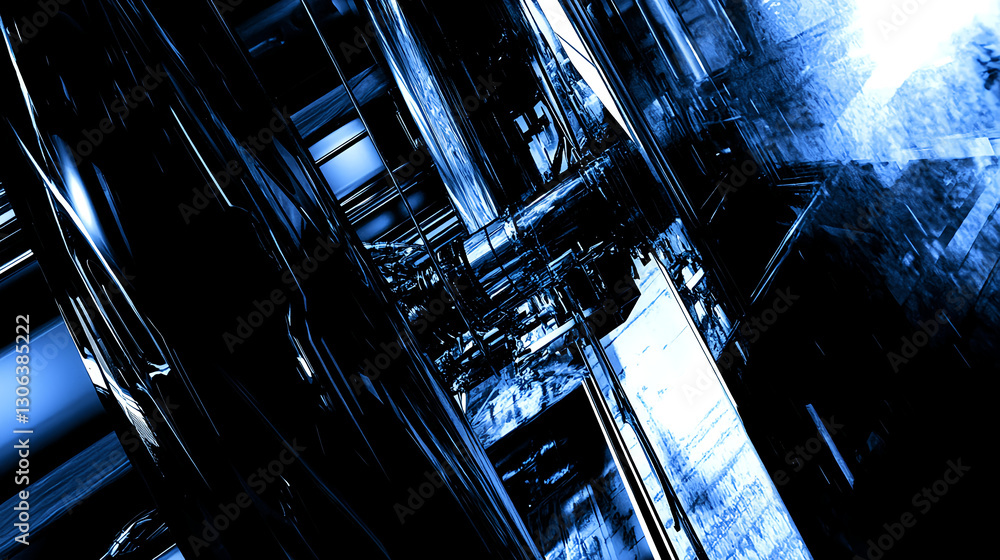 Poster dynamic abstract technology scene digital realm 3d visualization futuristic environment close-up vie