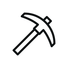 Pickaxe line icon, mining pick vector symbol with editable stroke