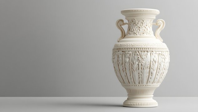 Ornate antique vase on gray studio backdrop