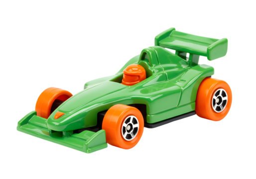 Bright Green Racing Toy Car with Orange Wheels and Aerodynamic Design for Children and Collectors