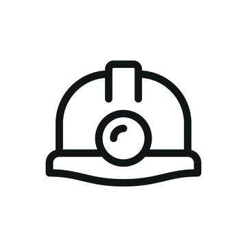 recommend clip art: Mining helmet with light lamp line icon, coal miner hat vector symbol with editable stroke