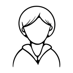 Black and white silhouette of a girl. Simple vector illustration of a person for avatar, print, sticker