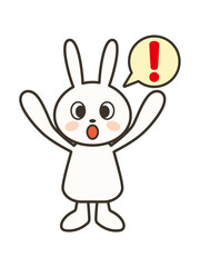 両手を上げてびっくりするかわいいうさぎの全身イラスト