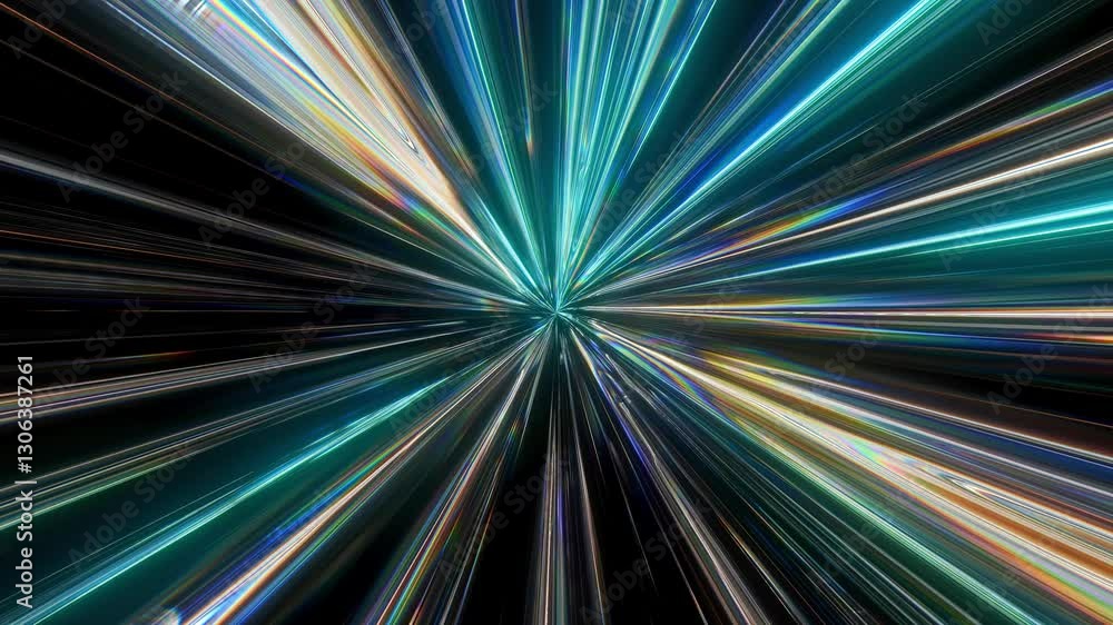 Poster high speed traffic of flying neon colorful lines. sci-fi digital footage electric move of dynamic st