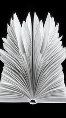 Open Book Abstract Petals, Black Background