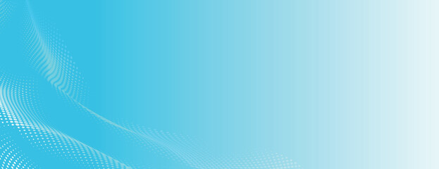 Abstract blue background with gradient and dotted wave patterns. The blue background has a smooth texture and dynamic design. Vector. Halftone wave background. Blue background vector.