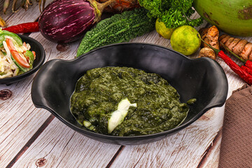 Indian cuisine - Palak paneer cheese with spinach