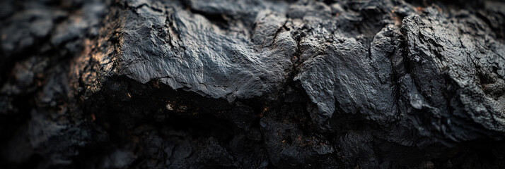 Close-Up Macro Shot of Dark Volcanic Rock Texture with Dramatic Lighting