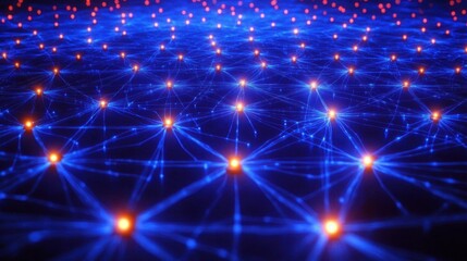 Fototapeta premium a network of people connected to each other with glowing lights on them and a blue background
