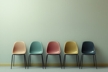 Obraz premium Minimalist Modern Chairs: A Harmony of Pastel Hues and Clean Design