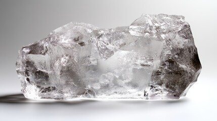 Obraz premium Rough transparent ice crystal on neutral background highlighting natural pristine beauty