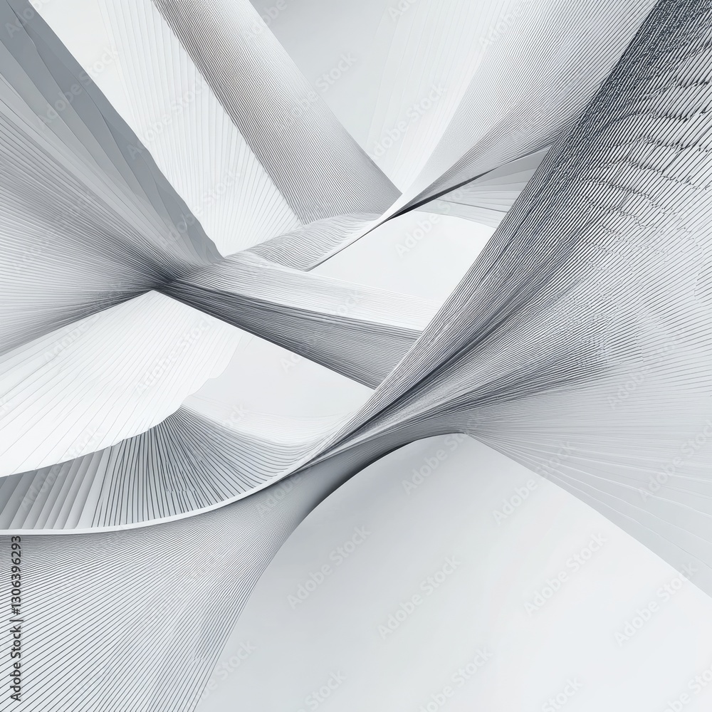 Fototapete abstract interwoven lines: a minimalist composition with delicate curves and a subtle gray palette c