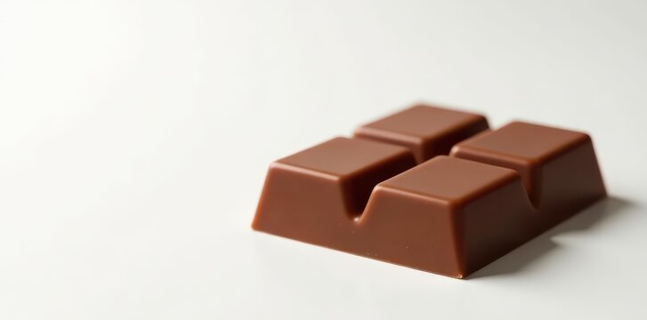 Smooth milk chocolate bar, glossy surface, white background, wrapper, isolated