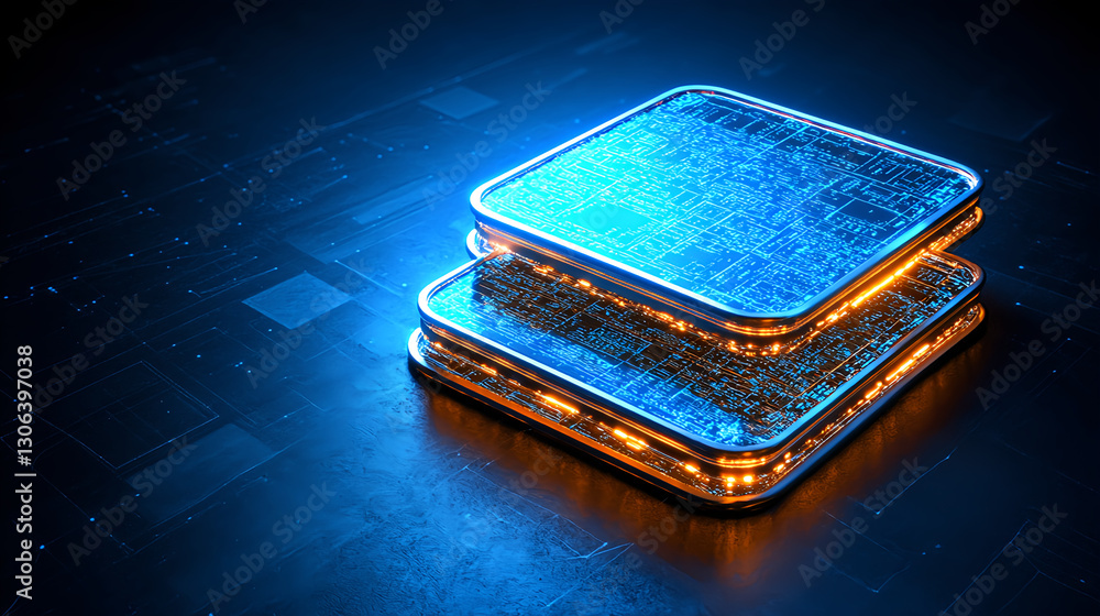 Poster innovative technology platforms digital environment 3d graphics data visualization futuristic design